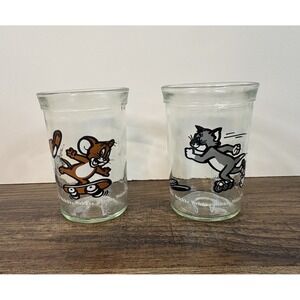 Vintage Welch's Jelly Jar Glasses Tom & Jerry Skateboard Roller Skates